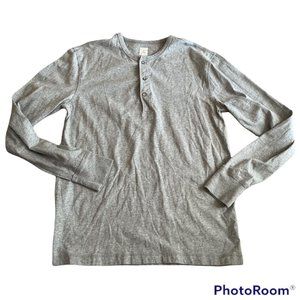 J. Crew Men's Light Gray Henley three button Jerson Long Sleeve Tee Medium